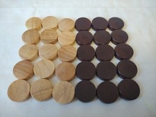 Set of Wooden BACKGAMMON Pieces 18.5mm x 5.5mm - Light/Dark Brown