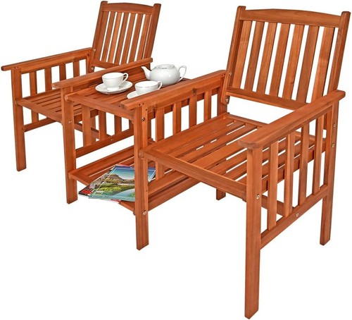 Acacia wood outdoor love seat - acacia,
