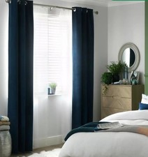 Habitat Cord Lined Eyelet Curtains Navy Blue 117cm x 137cm - see desc