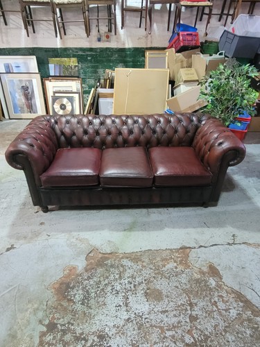 Oxblood leather chesterfield - oxblood,