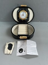 Dulwich Designs Black Leather Jewellery Box with Key & Clock