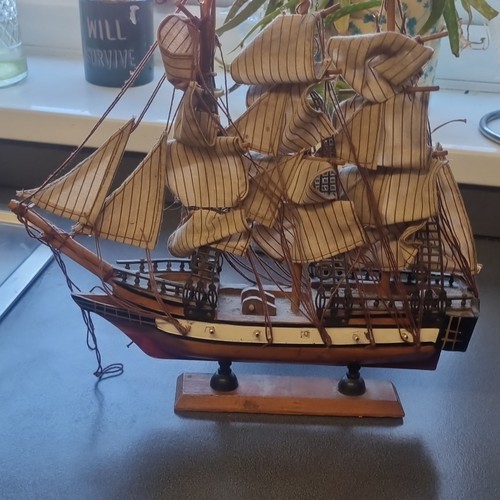 Wooden model sailing ship with - sailing,