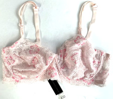 Pink Sheer Lace Bra - 40C -
