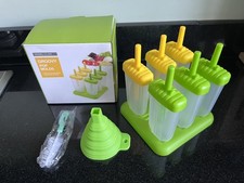 GROOVY Ice Lolly mold mould Maker 6 complete BRUSH + COLLAPSIBLE FUNNEL + BOXED
