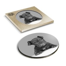 1 x Boxed Round Coasters - BW - Cute Old English Bulldog Puppy Dog #42763