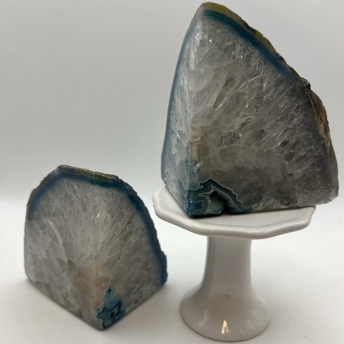Blue geode bookends pair - blue, 3.75"