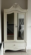 Laura Ashley Cream Filigree Wardrobe with Mirror French Style Armoire