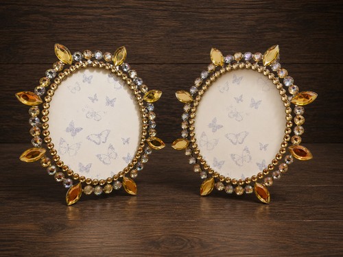 Pair decorative jeweled oval - pair,