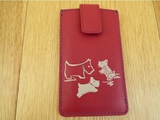 RADLEY Iphone 5/5S Doodle Dog Red Leather Key/Card/Phone/Ipod Case-GREAT VALUE!!