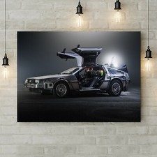 Back To The Future DeLorean - Canvas Rolled Wall Art Print - Various sizes