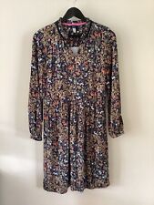 Ladies Joules Navy Blue Woodland/Stag Print Dress with Ruffled Collar,