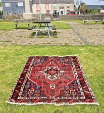 LARGE ANTIQUE / VINTAGE AFGHAN BAKHTIARI WOOL CARPET RUG 6' 6" X 5' BOHO TURKISH