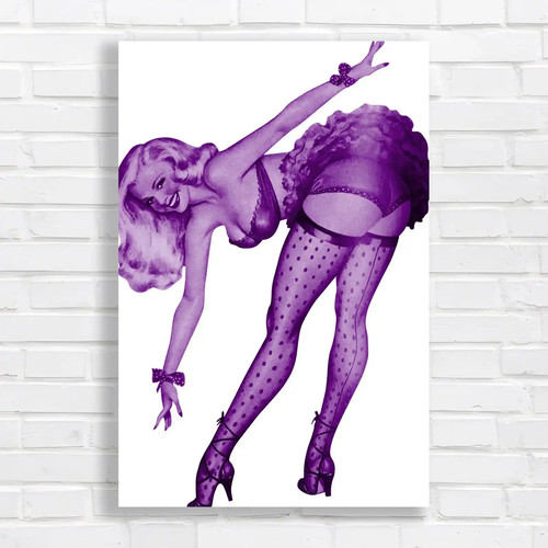 Retro bombshell pin - bombshell, purple