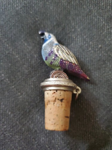 Vintage enamled pewter quail - vintage,