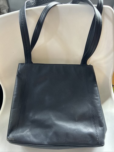 Navy handbag with three