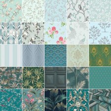 GREEN TEAL DUCK EGG WALLPAPER