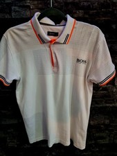 Hugo Boss White And Orange Man Polo T-shirt Short Sleeve Size M, Used.