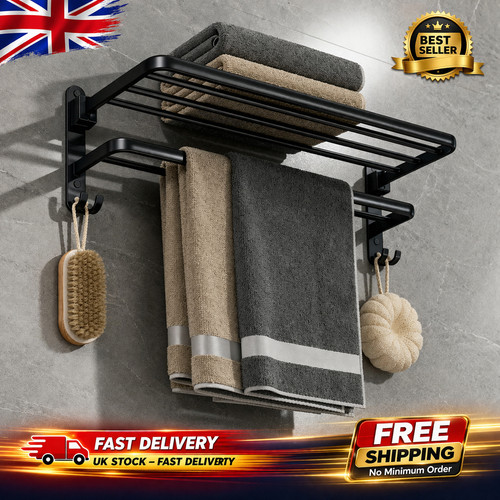 Matte black 50cm folding towel - black,