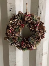 Handmade Christmas Door Wreath - Hanging Ornament 12in Diameter