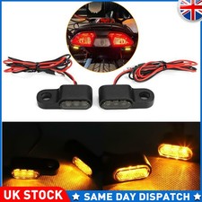 2PCS Mini Motorcycle Black LED Turn Signal Blinker Lights Amber For Honda Dyna