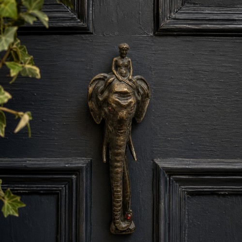 Antique bronze elephant door - bronze,
