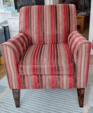 Next,Red Mix Stripe, Fabric, Armchair, Good Clean Condition.