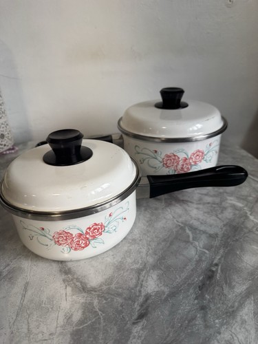 Vintage enamel rose floral - enamel,