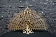 Antique Brass Art Deco Peacock Fan Fire Screen / Guard ~ Country House Decor
