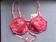 Ann Summers padded Pink Fusion Lace Front Fastening Bra Size 10/34 B/32 C £16