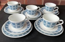 Wedgwood Royal Tuscan Blue Charade Bone China Cup, saucer and plate set 15 peice