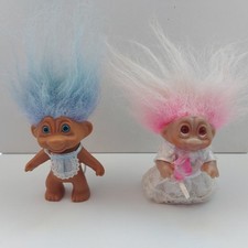 Vintage Baby Trolls Pink Blue x2