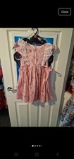 Dollywears Sample Sale Dress Pink Floral With Lace Trim Age 5-6 Years Brand New