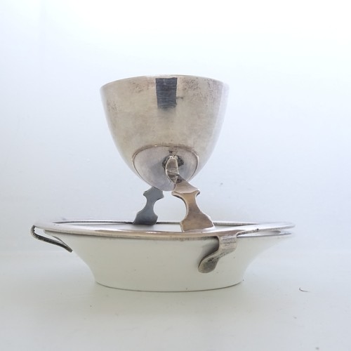 Silver plate china egg cup - silver,