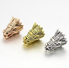 4 TIBETAN STYLE DRAGON HEAD MIXED SPACER BEADS CHARMS 17mm LARGE 3mm HOLE TS94