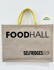 New Selfridges Foodhall Jute Reusable Bag For Life Shopping Groceries Yellow
