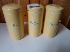 Set Of 3 Brabantia Oval Yellow  Canisters Tea Coffee Sugar  1.4 Litre 17 cm