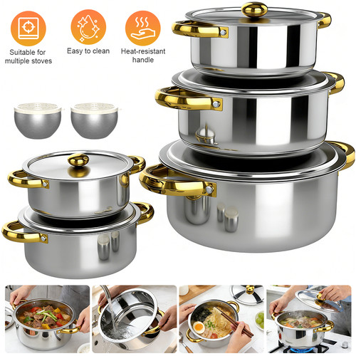 7pcs stainless steel - 7pcs, pots