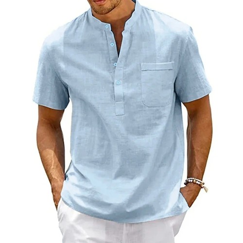 Men cotton linen shirt - cotton,