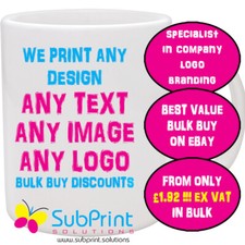Business Branded Marketing Printed Promotional Mugs,Bulk Buy from £1.69ea ex vat