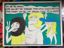 FREAK BROTHERS TIM LEARY VINTAGE 1970's BLACKLIGHT HEADSHOP POSTER  17.5"x 23"