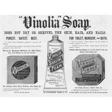 VINOLIA SOAP Shaving Foam & Powder -Victorian Advertisement 1891