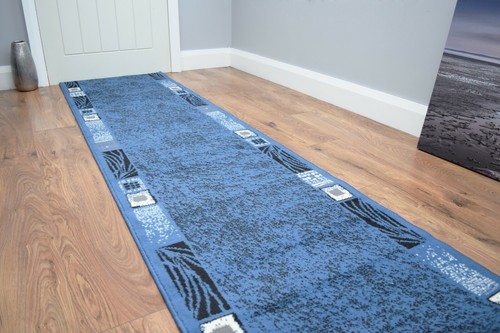 Modern blue hallway stairway - modern,