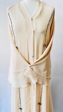 Beige Double Layered Abaya Fancy Dress Eid With Matching Belt And Scarf Size 54