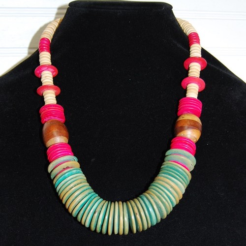 Vintage boho necklace - boho, wooden