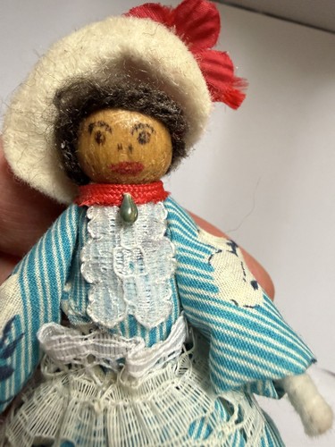 Vintage peg doll with - peg, umbrella