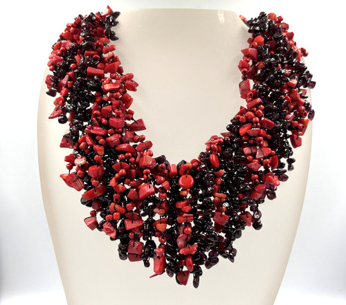 Vintage coral garnet chip - coral,