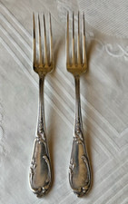 Vintage French Orbrille Pair Of  Silver plated Dinner Forks 84 White Metal