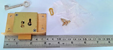 Brass Till-drawer-Cabinet lock 76mm x 45mm 1 Key   (4424) New Old Stock