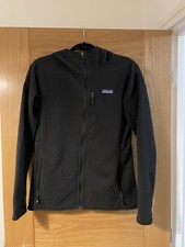 Womens Black Patagonia Hooded Fleece Jacket Zip Up Size M Medium