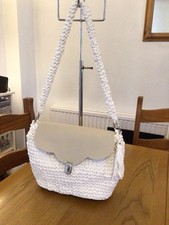 Hand Bag Over Shoulder Strap Metal Fastener Fully Lined  Crocheted